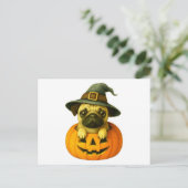 Pug in pompoen feestdagenkaart (Staand voorkant)