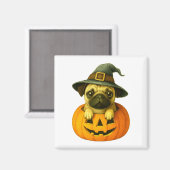 Pug in pompoen magneet (Voorkant / Achterkant)