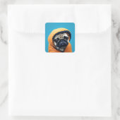 Pug in puffeljassticker vierkante sticker (Tas)
