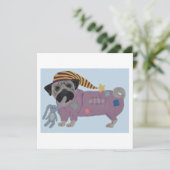 Pug in pyjama  kaart (Staand voorkant)