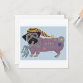 Pug in pyjama  kaart (Voorkant / Achterkant in situ)