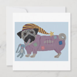 Pug in pyjama  kaart