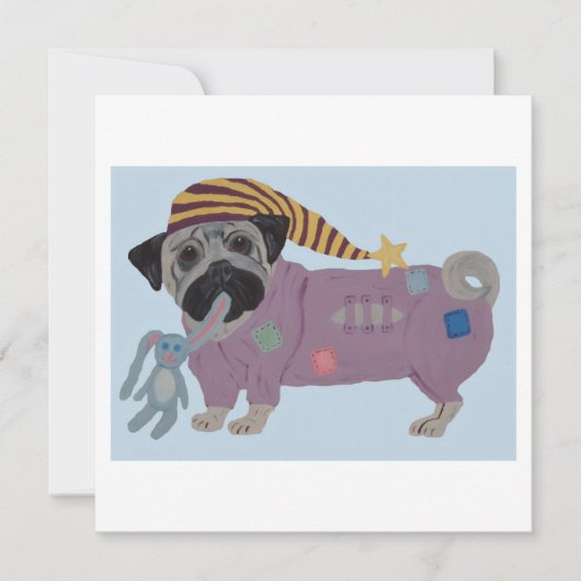 Pug in pyjama  kaart (Voorkant)