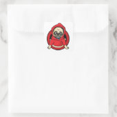 Pug in rode hoodie vierkante sticker (Tas)