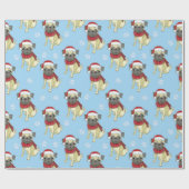 Pug in Santa Hat Pattern Cadeaupapier (Vlak)