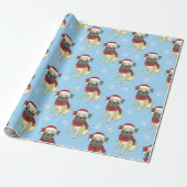Pug in Santa Hat Pattern Cadeaupapier (Uitgerold)