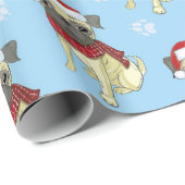 Pug in Santa Hat Pattern Cadeaupapier (Rol Hoek)