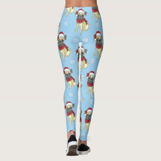 Pug in Santa Hat Pattern Leggings (Achterkant)