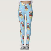 Pug in Santa Hat Pattern Leggings (Voorkant)