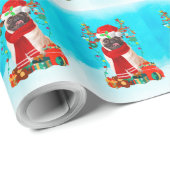 Pug in sneeuw met kerstcadeautjes cadeaupapier (Rol Hoek)