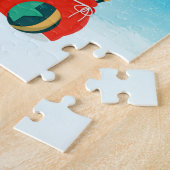 Pug in sneeuw met kerstcadeautjes legpuzzel (Zijkant)