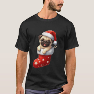 Pug in sok Kerstmis Santa Hat Xmas Hondenliefhebbe T-shirt