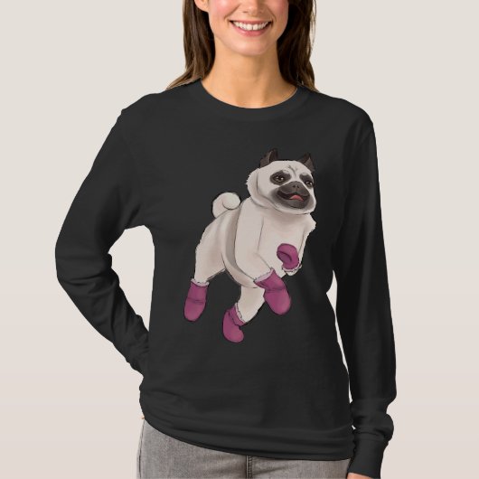 Pug in Uggs Classic T-Shirt 548 (Voorkant)