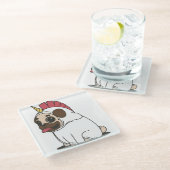 Pug in Unicorn Costume Glazen Onderzetter (Schuin)