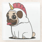 Pug in Unicorn Costume Glazen Onderzetter (Voorkant)