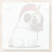 Pug in Unicorn Costume Glazen Onderzetter (Achterkant)