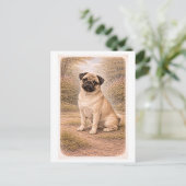 Pug in vintage stijl briefkaart (Staand voorkant)