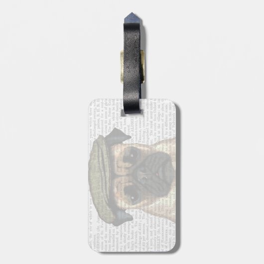 Pug in vlak Pet Bagagelabel (Achterkant verticaal)