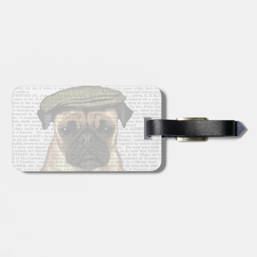 Pug in vlak Pet Bagagelabel (Achterkant horizontaal)