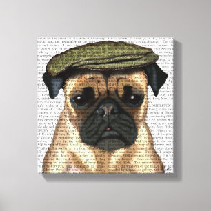 Pug in vlak Pet Canvas Afdruk