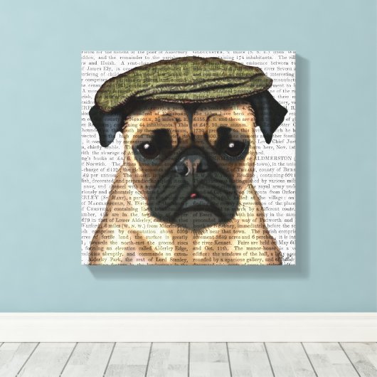 Pug in vlak Pet Canvas Afdruk (Insitu (Houten vloer))