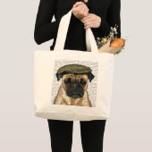 Pug in vlak Pet Grote Tote Bag (Voorkant (product))