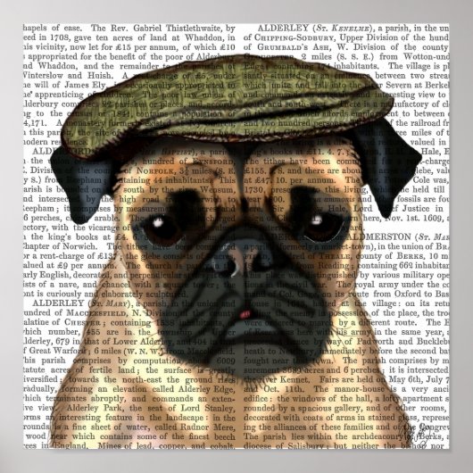 Pug in vlak Pet Poster (Voorkant)