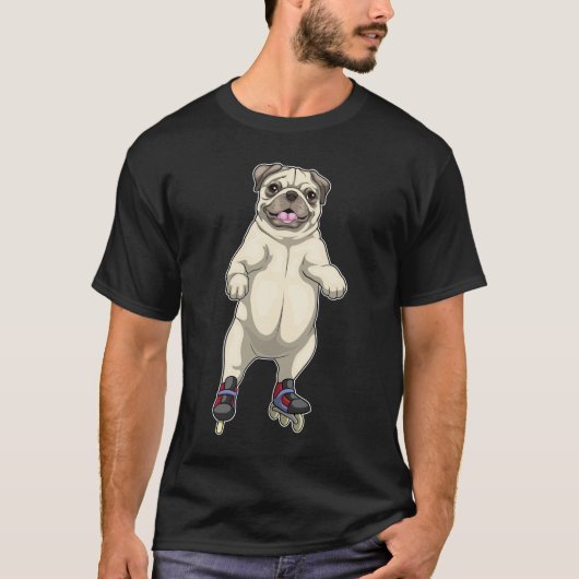 Pug Inline schaatsen Roller schaatsen T-shirt (Voorkant)