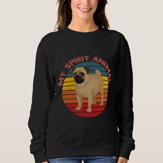 Pug is mijn geest dier Retro Style Essential T-Sh Trui (Voorkant)