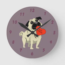 Pug is mijn Valentijn Ronde Klok