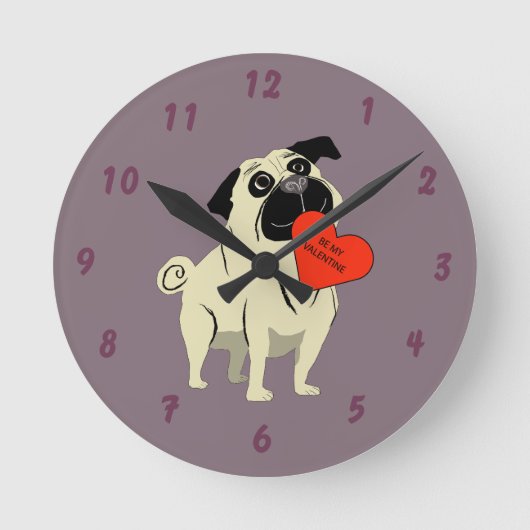 Pug is mijn Valentijn Ronde Klok (Voorkant)