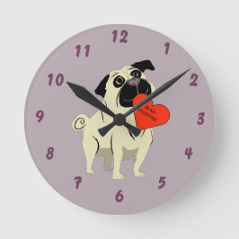 Pug is mijn Valentijn Ronde Klok