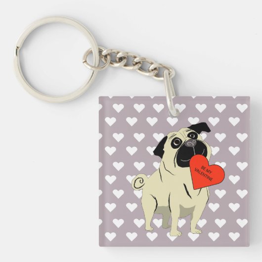 Pug is mijn Valentijn Sleutelhanger (voorkant)