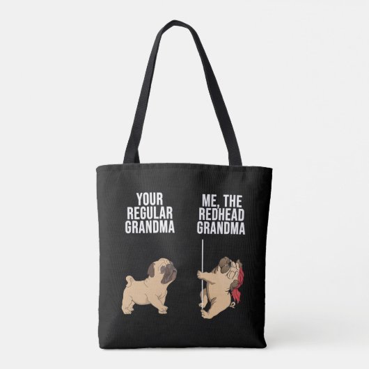 Pug je reguliere grootmoeder me de redhead grootmo tote bag (Achterkant)
