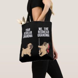 Pug je reguliere grootmoeder me de redhead grootmo tote bag