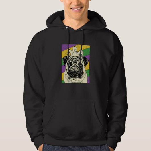 Pug Jester Mardi Gras Dog Mom or Dad Hoodie (Voorkant)
