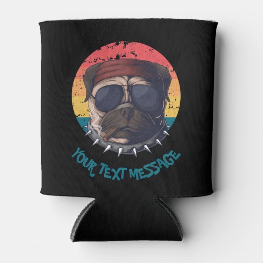 Pug Jouw tekst Berichten Blikjeskoeler (Voorkant)