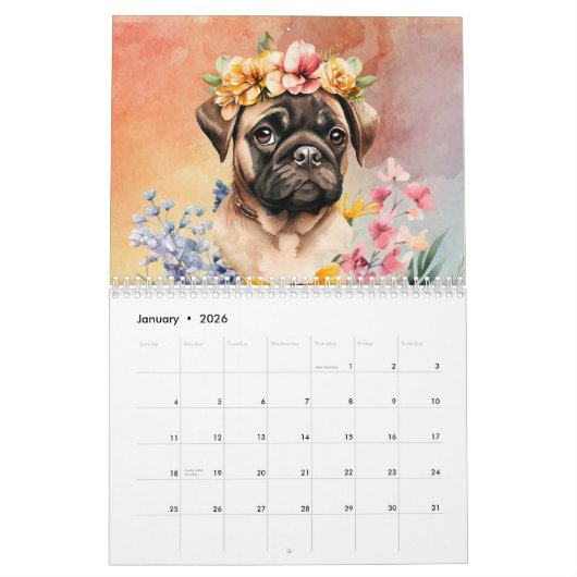 Pug Kalender (Jan 2026)
