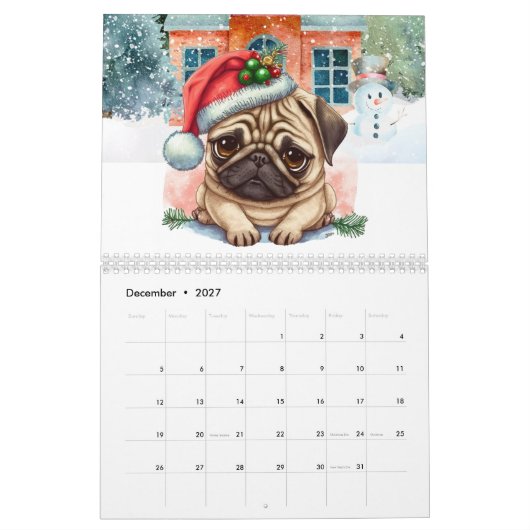 Pug Kalender (Dec 2027)