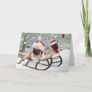 Pug kan de geest van de Kerstmis zijn met uw kaart