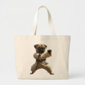 Pug Karate School Grote Tote Bag (Voorkant)