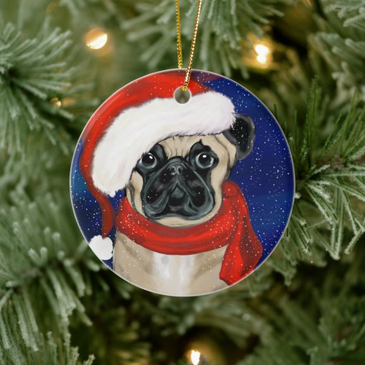 Pug Keramisch Ornament (Boom)