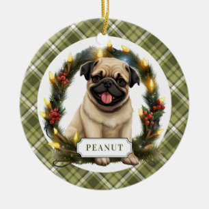 Pug keramische cirkel Ornament