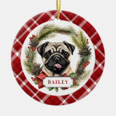 Pug keramische cirkel Ornament (Voorkant)