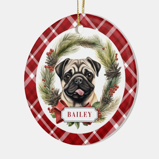 Pug keramische cirkel Ornament (Links)