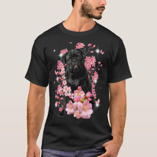 Pug Kersenbloesem Bloemen T-shirt
