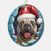 Pug Kerst 3d Keramisch Ornament (Links)