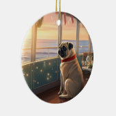 Pug Kerst Cruise: Pawsome Kersts Vreugde Keramisch Ornament (Rechts)