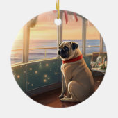 Pug Kerst Cruise: Pawsome Kersts Vreugde Keramisch Ornament (Achterkant)