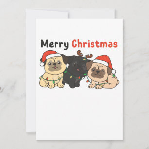 Pug Kerst Dieren Schattige Honden Prettig Kerstfee Feestdagenkaart